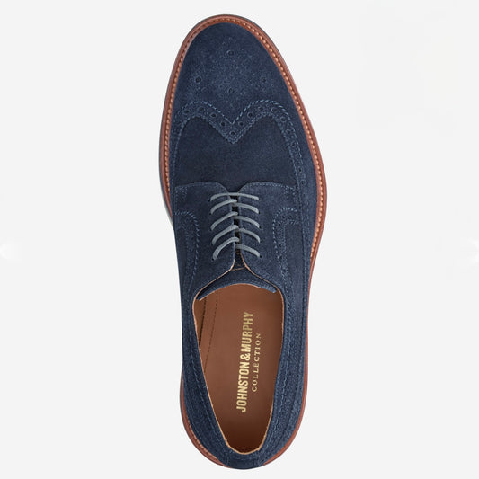 Jenson Longwing in Navy Suede by Johnston & Murphy