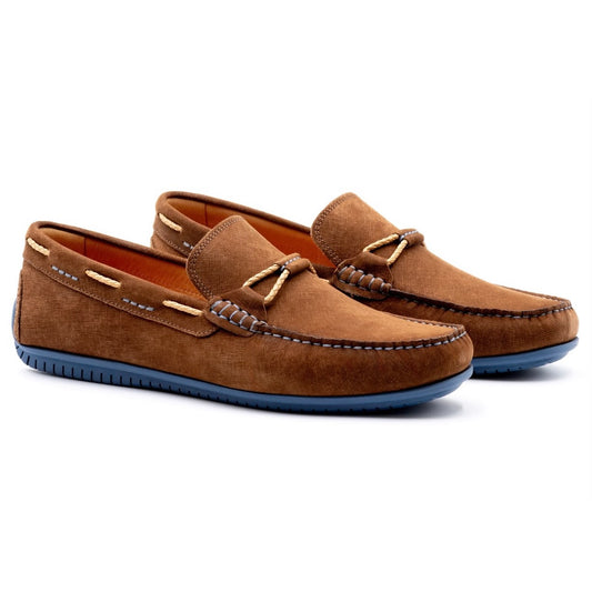 Bermuda Nubuck Braided Bit Loafers in Bark by Martin Dingman