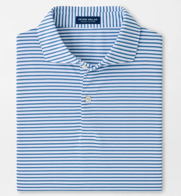Tempo Performance Mesh Polo in White/Storm by Peter Millar