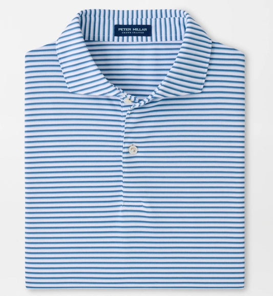 Tempo Performance Mesh Polo in White/Storm by Peter Millar