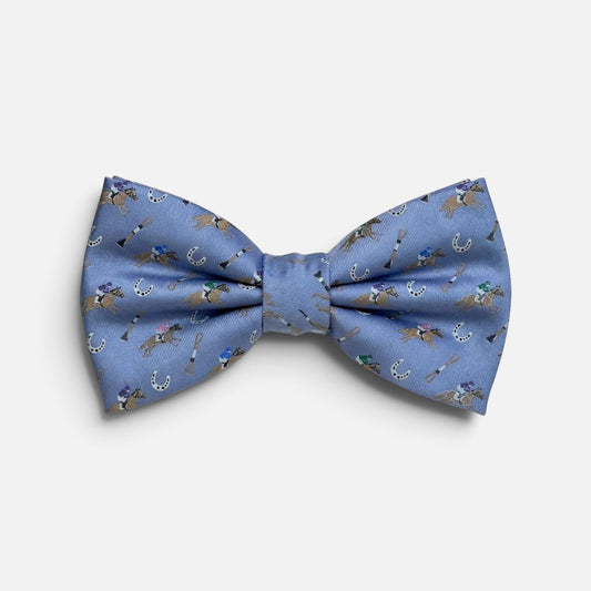 "Riders Up" 100% Silk Bow Tie in Sky Blue by Logan's