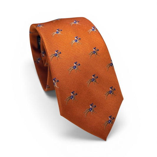 "Gallop” 100% Silk Neck Tie in Orange by Logan's