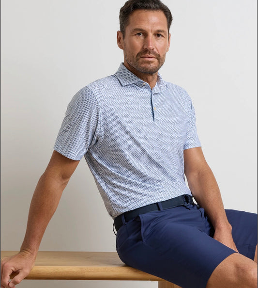 Casino Night Performance Jersey Polo in White by Peter Millar