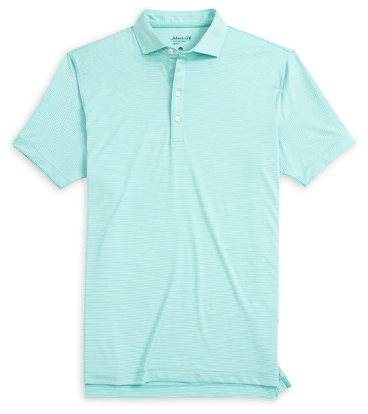 Lyndonn Stripe Performance Jersey Polo in Tropical Celeste by Johnnie-O