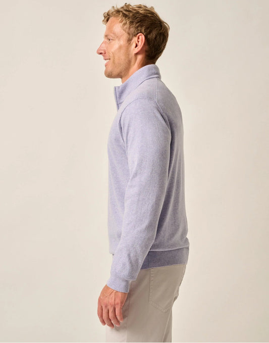 Desmond Plaited Cotton Blend 1/4 Zip Sweater in Vino by Johnnie-O