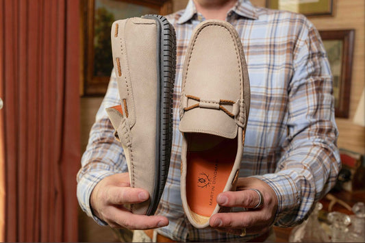 Bermuda Nubuck Braided Bit Loafers in Putty by Martin Dingman