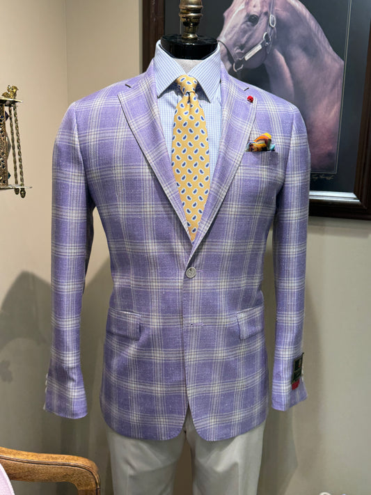 Classic Plaid Sport Coat in Violet/Tan by TailoRed