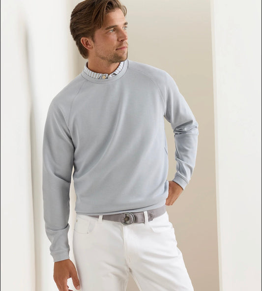 Cradle Piqué Performance Crewneck in British Grey by Peter Millar
