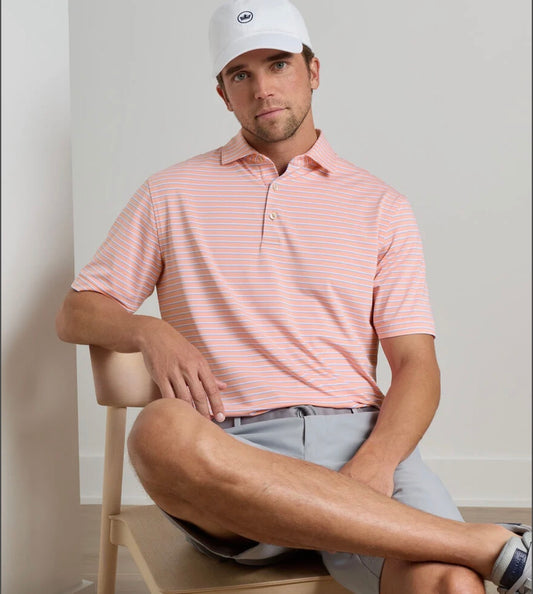 Dunnes Performance Jersey Polo in Summer Apricot by Peter Millar