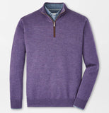 Autumn Crest Suede Trim Quarter-Zip in Midnight Purple by Peter Millar