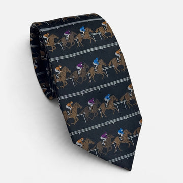 "On The Rail" 100% Silk Neck Tie in Black by Logan's