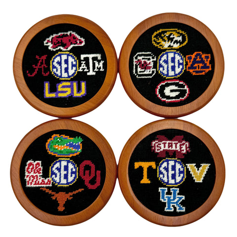 SEC Needlepoint Coaster Set by Smathers & Branson