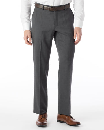 Super 120's Gabardine Flat Front Dunhill Dress Pant in Mid Grey by Ballin