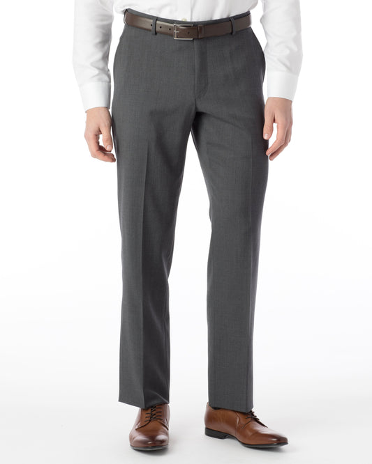 Super 120's Gabardine Flat Front Dunhill Dress Pant in Mid Grey by Ballin