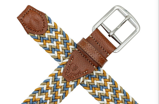 Newport Woven Italian Rayon Elastic Belt in Pina Colada Multi by Martin Dingman