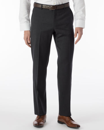 Super 120's Gabardine Flat Front Dunhill Dress Pant in Charcoal by Ballin