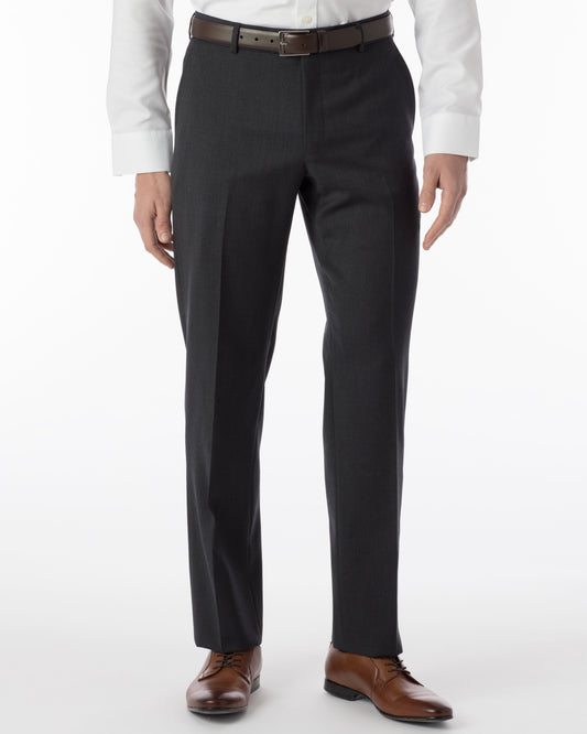 Super 120's Gabardine Flat Front Dunhill Dress Pant in Charcoal by Ballin