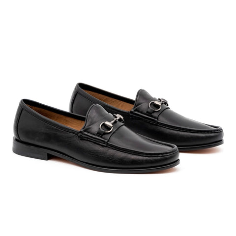 Addison Calf Leather Horse Bit Loafer in Black by Martin Dingman
