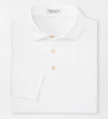 Solid Stretch Jersey Long-Sleeve Polo in White by Peter Millar