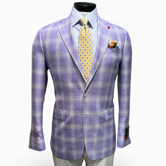 Classic Plaid Sport Coat in Violet/Tan by TailoRed