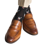 Black with Whiskey Brown, Ash, and Red Bourbon with Cigar Mid-Calf Socks by Dapper Classics