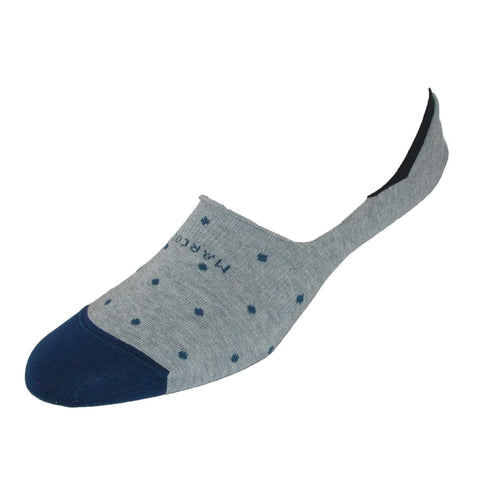 Men's Polka Dot Invisible Touch No Show Liner Sock in Silver Grey by Marcoliani