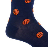 Classic Navy With Tigerlily Orange Basketball Mid Calf Socks by Dapper Classics