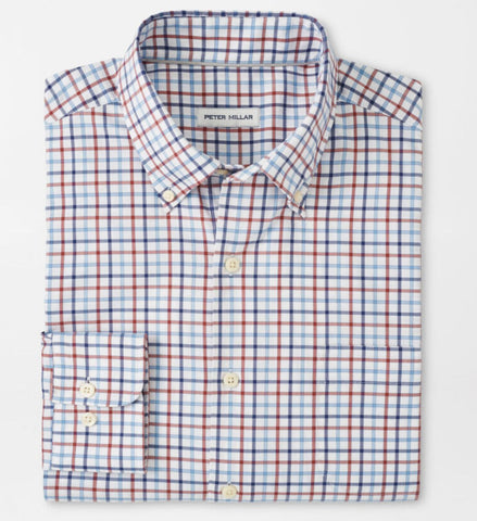 Calgary Crown Lite Cotton-Stretch Sport Shirt in Burnt Orange by Peter Millar