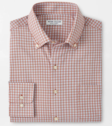 Murray Performance Poplin Sport Shirt in Burnt Orange by Peter Millar