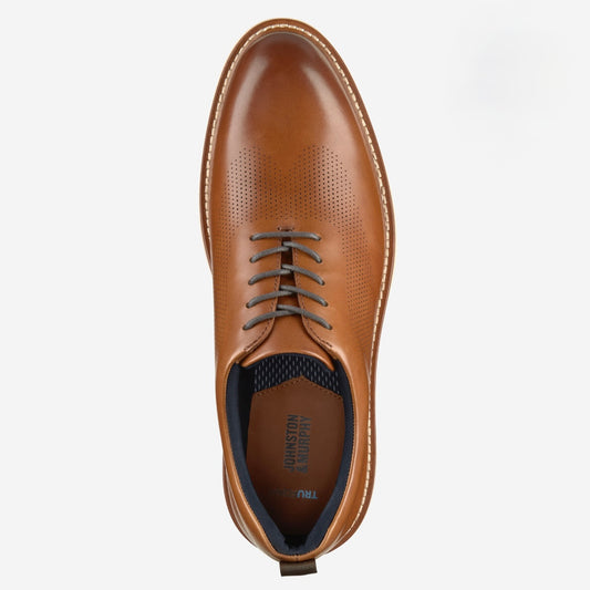 Upton One-Piece Perfed Plain Toe in Tan Full Grain by Johnston & Murphy