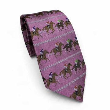 "On The Rail" 100% Silk Neck Tie in Pink by Logan's