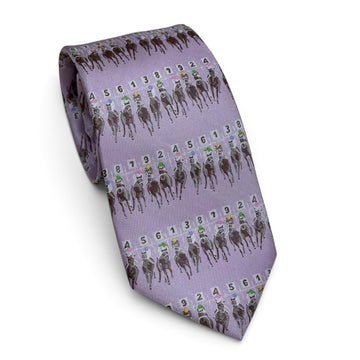 "Starting Gate" 100% Silk Neck Tie in Lilac by Logan's