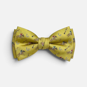 "Riders Up" 100% Silk Bow Tie in Yellow by Logan's