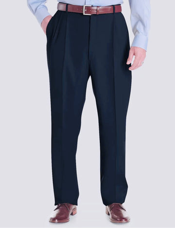 Super 120's Gabardine Pleated Manchester Dress Pant in Navy by Ballin