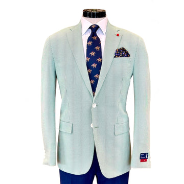Stretch Seersucker Sport Coat in Green by TailoRed
