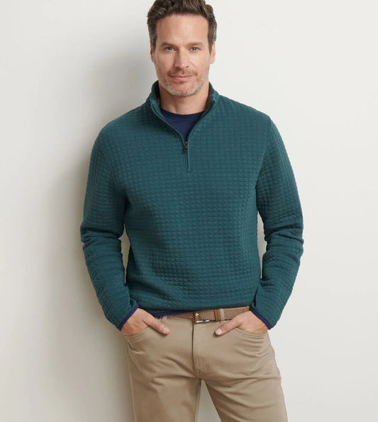 Quad Quilted Quarter-Zip in Nordic Pine by Peter Millar