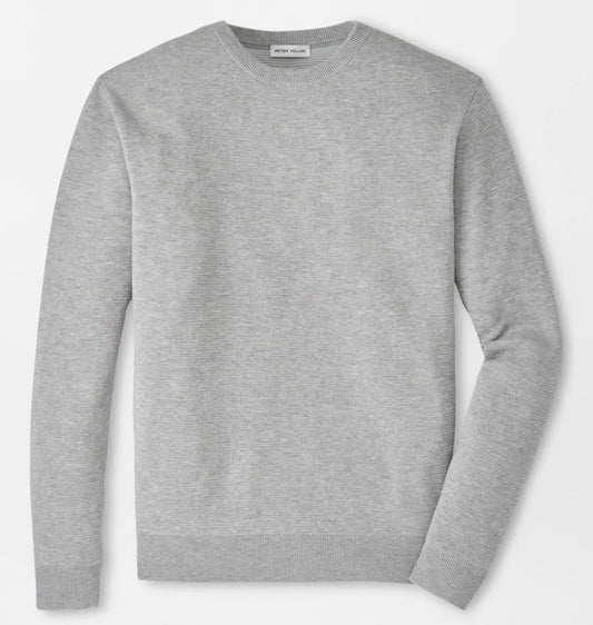 Coolspun Lite Textured Crewneck Sweater in British Grey by Peter Millar