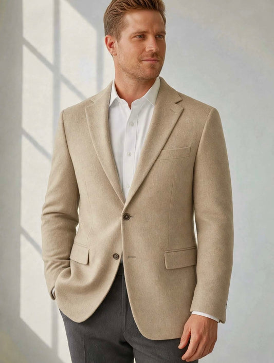 Wool, Silk & Cashmere Blend Sport Coat in Tan by Michael Kors