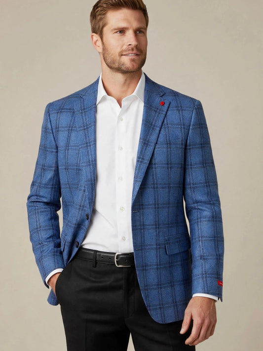 Loro Piana Wool & Cashmere Blend Plaid Sport Coat in Blue by TailoRed