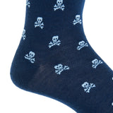 Classic Navy With White Skull and Crossbones Mid-Calf Socks by Dapper Classics