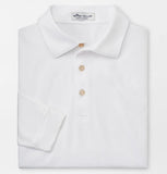 Solid Stretch Jersey Long-Sleeve Polo in White by Peter Millar