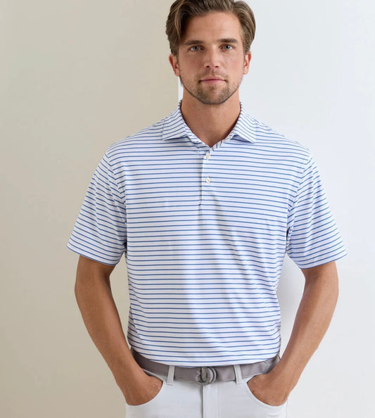 Dunnes Performance Jersey Polo in White/Windsor Blue by Peter Millar