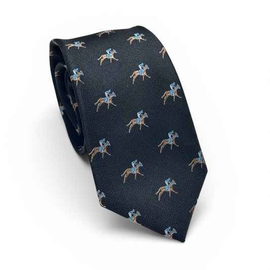 "Gallop” 100% Silk Neck Tie in Black by Logan's