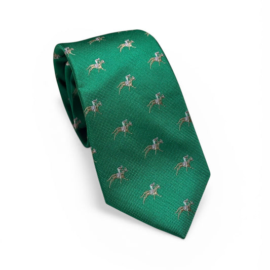 "Gallop” 100% Silk Neck Tie in Green by Logan's