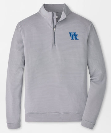 University of Kentucky Stripe Perth Performance Quarter-Zip in Black/White by Peter Millar