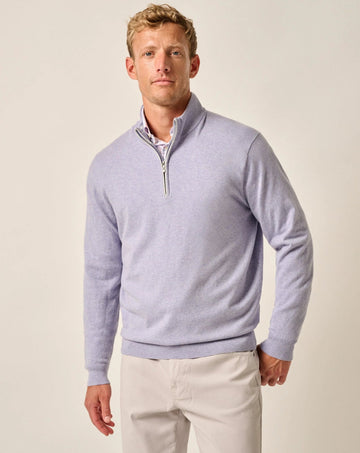 Desmond Plaited Cotton Blend 1/4 Zip Sweater in Vino by Johnnie-O