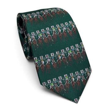 "Starting Gate" 100% Silk Neck Tie in Green by Logan's