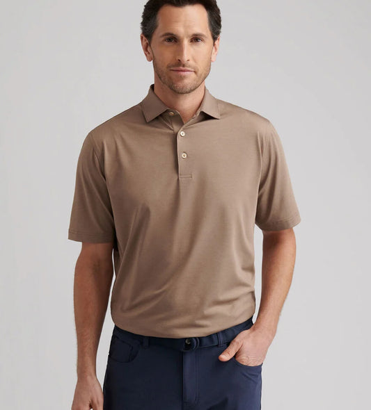 Solid Performance Jersey Polo in Poplar Brown by Peter Millar
