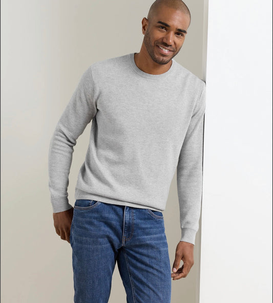 Coolspun Lite Textured Crewneck Sweater in British Grey by Peter Millar