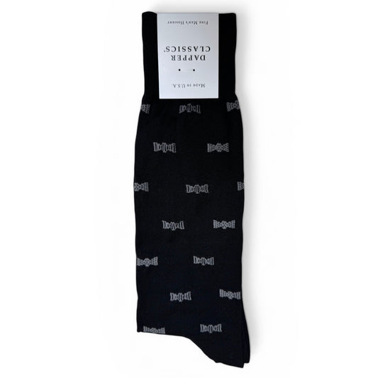 Bow Tie Mid Calf Socks in Black by Dapper Classics